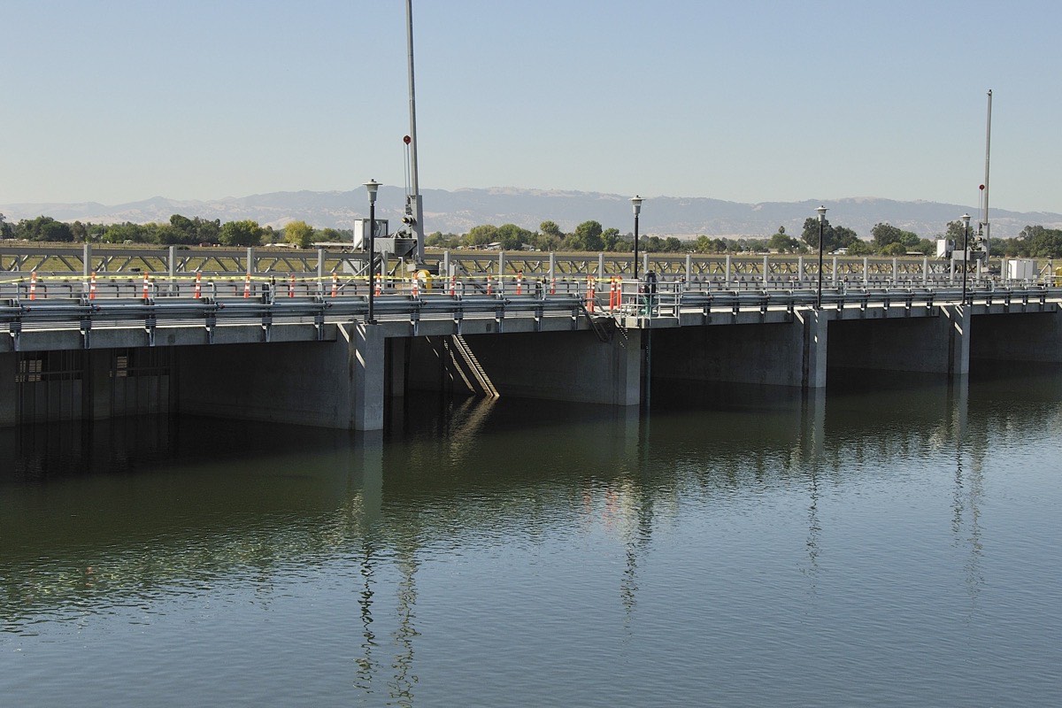 Concrete intake structure on the Contra Costa Canal, where untreated Delta water enters the system.